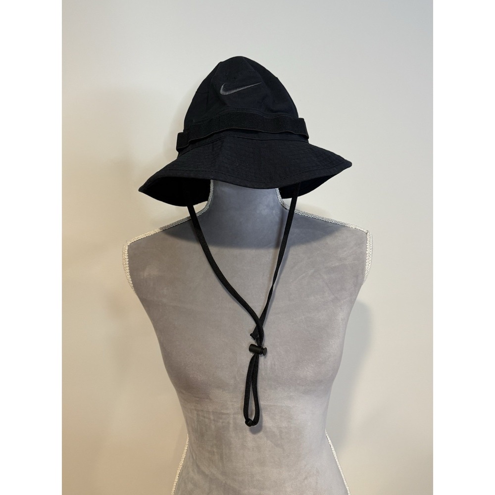Nike Black Bucket Hat Nylon Dri-Fit With Strings Adult SM Apex Boonie Vacation - Picture 2 of 10